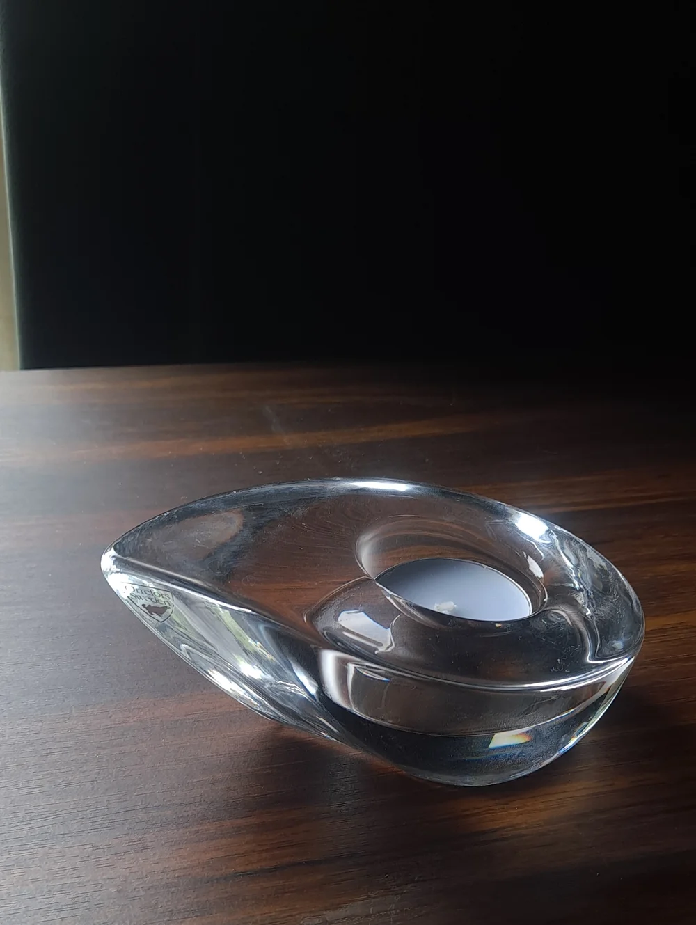 Orrefors SWEDEN Clear Glass Tealight Candle Holder